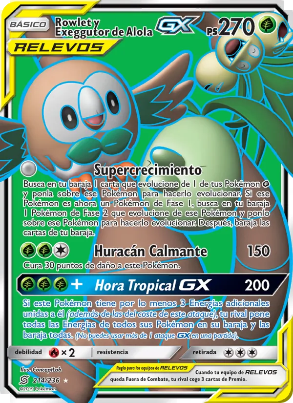 Rowlet y Exeggutor de Alola GX